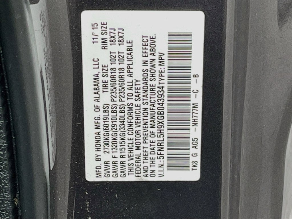 2016 Honda Odyssey Touring Elite